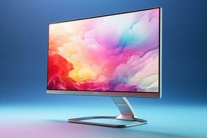 3d illustration of Desktop Computer-Colorful Monitor Screen, product design, AI Generative photo