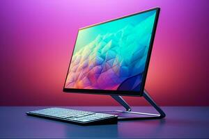 3d illustration of Desktop Computer-Colorful Monitor Screen, product design, AI Generative photo