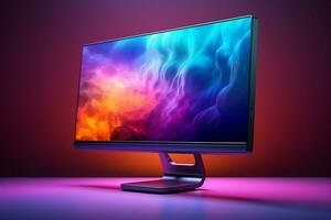 3d illustration of Desktop Computer-Colorful Monitor Screen, product design, AI Generative photo