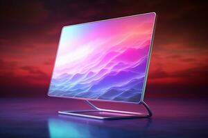 3d illustration of Desktop Computer-Colorful Monitor Screen, product design, AI Generative photo