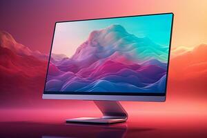 3d illustration of Desktop Computer-Colorful Monitor Screen, product design, AI Generative photo