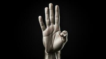 Hand gesture isolated on black background, AI Generative photo