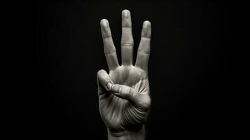 Hand gesture isolated on black background, AI Generative photo