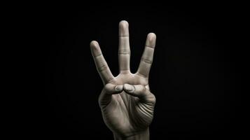 Hand gesture isolated on black background, AI Generative photo