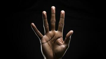 Hand gesture isolated on black background, AI Generative photo