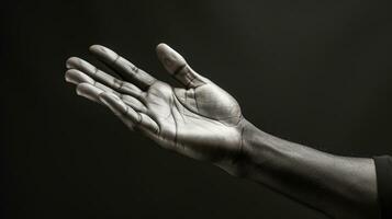 Hand gesture isolated on black background, AI Generative photo