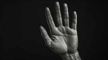 Hand gesture isolated on black background, AI Generative photo