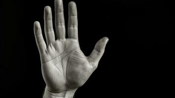 Hand gesture isolated on black background, AI Generative photo