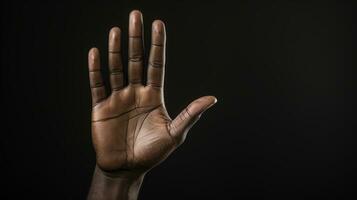 Hand gesture isolated on black background, AI Generative photo