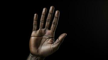 Hand gesture isolated on black background, AI Generative photo