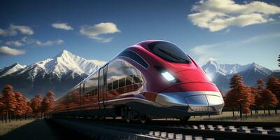 High-speed rail train travel, Fast modern transportation, Futuristic technology concept, AI Generative photo