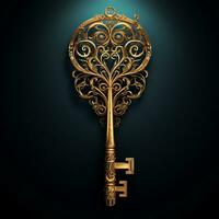 Magic key fantasy concept, close up shot, AI Generative photo