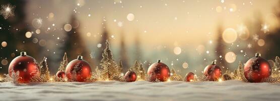 Winter scenery, Merry Christmas background, copy space, greeting card, AI Generative photo