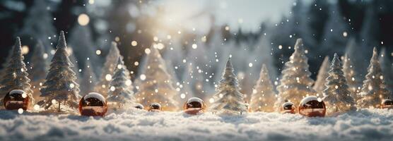 Winter scenery, Merry Christmas background, copy space, greeting card, AI Generative photo