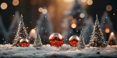 Winter scenery, Merry Christmas background, copy space, greeting card, AI Generative photo