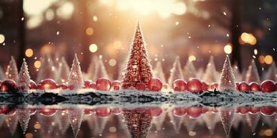 Winter scenery, Merry Christmas background, copy space, greeting card, AI Generative photo