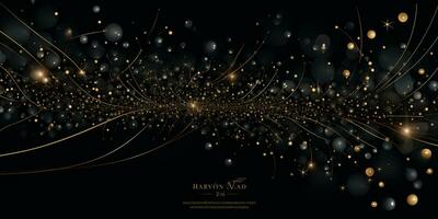 Abstract Shiny Luxury Frame, Black and Gold Color, Premium design, Party, invitation card, copy space for text, word, AI Generative photo