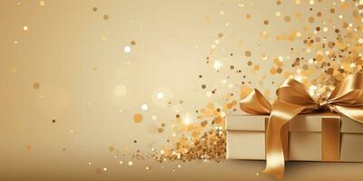 Abstract Shiny Luxury Frame, Gold Color, Premium gift design, Party, invitation card, copy space for text, word, AI Generative photo