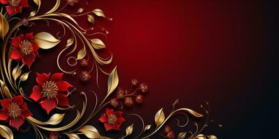 Abstract Shiny Luxury Frame, Red and Gold Color, Premium gift design, Party, invitation card, copy space for text, word, AI Generative photo
