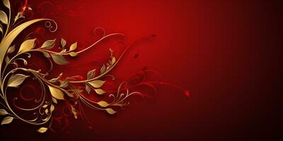 Abstract Shiny Luxury Frame, Red and Gold Color, Premium gift design, Party, invitation card, copy space for text, word, AI Generative photo