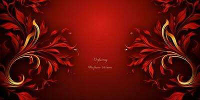 Abstract Shiny Luxury Frame, Red and Gold Color, Premium gift design, Party, invitation card, copy space for text, word, AI Generative photo