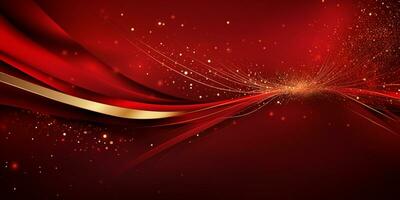 Abstract Shiny Luxury Frame, Red and Gold Color, Premium gift design, Party, invitation card, copy space for text, word, AI Generative photo