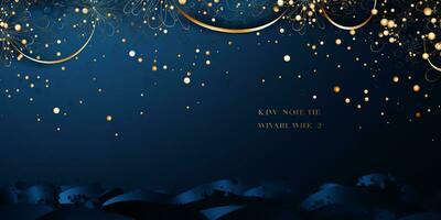 Abstract Shiny Luxury Frame, Midnight blue and Gold Color, Premium gift design, Party, invitation card, copy space for text, word, AI Generative photo