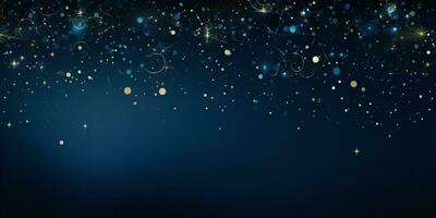 Abstract Shiny Luxury Frame, Midnight blue and Gold Color, Premium gift design, Party, invitation card, copy space for text, word, AI Generative photo