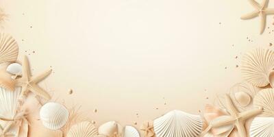 Abstract Beach Frame, beach Color palette, Premium gift design, Party, invitation card, copy space for text, word, AI Generative photo