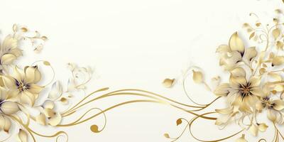 Abstract Shiny Luxury Frame, Gold Color on white background, Premium gift design, Party, invitation card, copy space for text, word, AI Generative photo