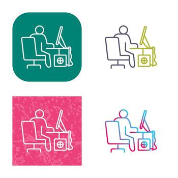 icono de vector de trabajador de computadora