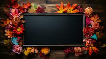 Blank black chalkboard, School education, back to school concept, AI Generative photo