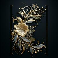 Luxury Frame Premium Party invitation card design, copy space for text, word, AI Generative photo