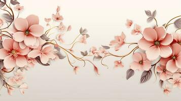 Flower frame Watercolor art style, copy space for text, wedding and greeting card, AI Generative photo