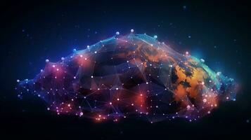 Global networking connection, Metaverse Technology, digital communication data exchanges, AI Generative photo