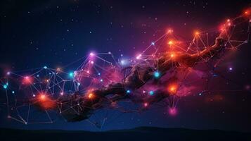 Global networking connection, Metaverse Technology, digital communication data exchanges, AI Generative photo