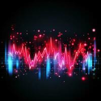 Audio frequency wave, neon Radio pulse curve design, AI Generative photo