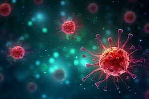 A group of cells that float on the surface of a background, cancer fighting 3d digital illustration, AI Generative photo