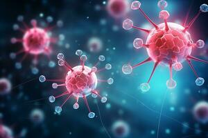 A group of cells that float on the surface of a background, cancer fighting 3d digital illustration, AI Generative photo
