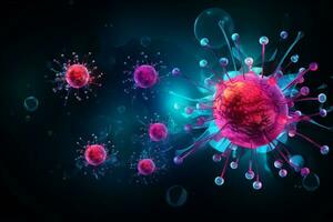 A group of cells that float on the surface of a background, cancer fighting 3d digital illustration, AI Generative photo