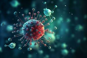 A group of cells that float on the surface of a background, cancer fighting 3d digital illustration, AI Generative photo
