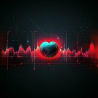 A heart shaped image with an pulse rate graphic, medical theme, AI Generative photo