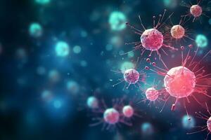 A group of cells that float on the surface of a background, cancer fighting 3d digital illustration, AI Generative photo