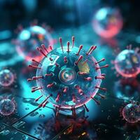 An illustration of cell immunity system, cell virus concept art, AI Generative photo