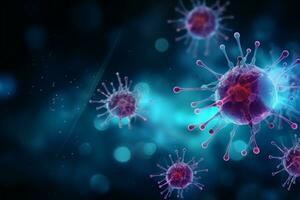 A group of cells that float on the surface of a background, cancer fighting 3d digital illustration, AI Generative photo