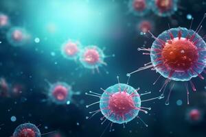 A group of cells that float on the surface of a background, cancer fighting 3d digital illustration, AI Generative photo