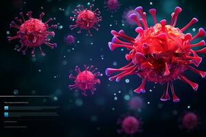 A group of cells that float on the surface of a background, cancer fighting 3d digital illustration, AI Generative photo