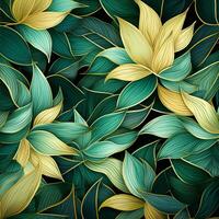 Abstract background colorful leaf pattern, detailed shading, AI Generative photo