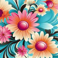 Abstract background colorful flower pattern, detailed shading, AI Generative photo