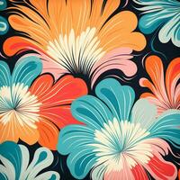 Abstract background colorful flower pattern, detailed shading, AI Generative photo